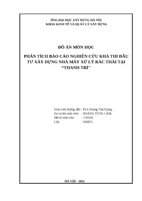2023 đồ án phân tích và đầu tư dự án - Đồ án