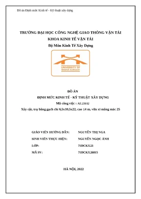 Đồ án Định mức Kinh tế Kỹ thuật Xây dựng mã AE.23112