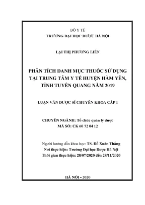 Luận văn: Phân tích danh mục thuốc TTYT Hàm Yên 2019