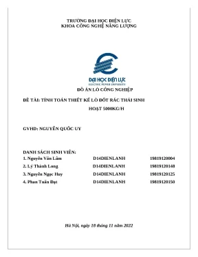 Đồ án lò đốt rác 5000kg/h: Tính toán & thiết kế chi tiết