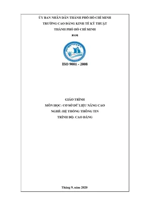 Giáo Trình Cơ Sở Dữ Liệu Nâng Cao - Ngành Hệ Thống Thông Tin
