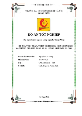 Đồ án Kỹ thuật nhiệt: Thiết kế Điều hòa & Thông gió (Full)