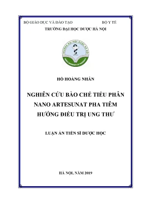 Hồ hoàng nhân nghiên cứu bào chế tiểu - Luận án TS