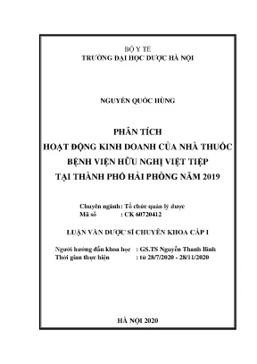 Phân tích kinh doanh nhà thuốc BV Việt Tiệp Hải Phòng 2019