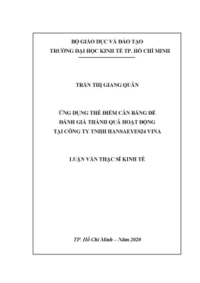 Tài liệu luận văn ứng dụng thẻ điểm cân bằng để đánh giá thành quả hoạt động