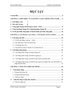 Đồ án chưng luyện liên tục tách acetone nước (Full)