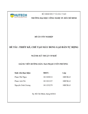 Đồ án Thiết kế máy đong gạo bán tự động (Chi tiết A-Z)