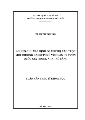 Bộ chỉ thị môi trường Karst VQG Phong Nha - Kẻ Bàng