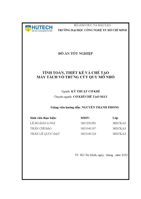 Thiết Kế & Chế Tạo Máy Tách Vỏ Trứng Cút Mini