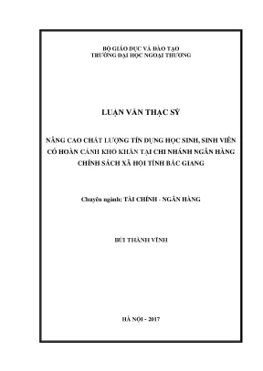 Luận văn: Chất lượng tín dụng HSSV NHCSXH Bắc Giang