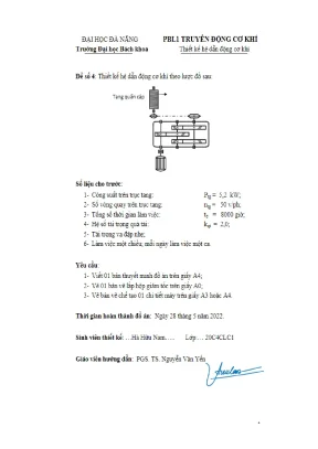 Mẫu Đồ án thiết kế hộp giảm tốc cấp chậm chi tiết (Full)