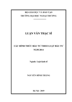 Phân tích các hình thức đầu tư theo Luật Đầu tư 2014