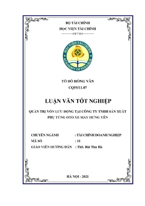 Vốn lưu động tại công ty trách nhiệm - Khóa luận