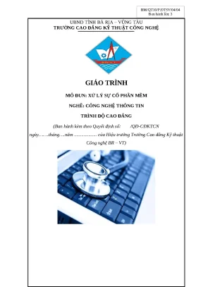 Giáo trình Xử lý Sự cố Phần mềm CNTT Trình độ Trung cấp