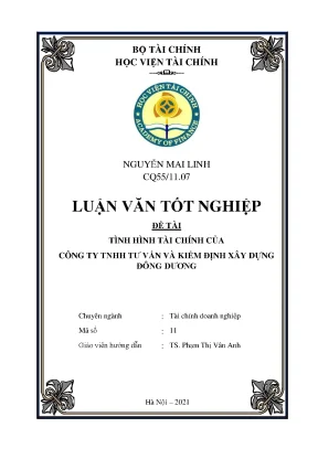 Tình hình tài chính của công ty trách - Khóa luận