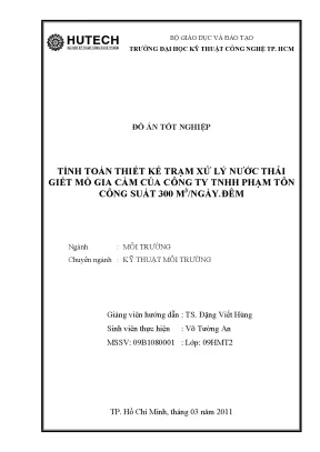 Đồ án thiết kế trạm xử lý nước thải giết mổ gia cầm