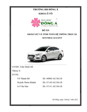 Hệ thống treo Hyundai Accent: Đồ án khảo sát & tính toán