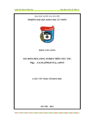 Luận văn oxi hóa stiren trên xúc tác hidrotanxit Mg-Co-Al