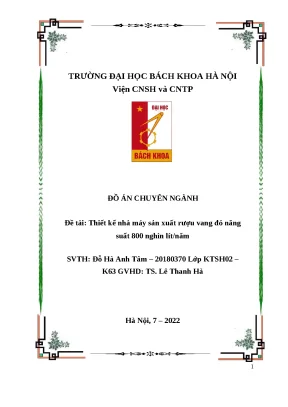 Đồ án thiết kế nhà máy rượu vang đỏ 800.000 lít/năm