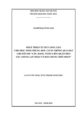 Phát triển tư duy sáng tạo qua chuyên đề toán UCLN BCNN