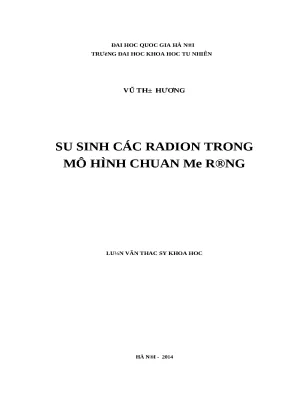 Luận văn thạc sĩ sự sinh các radion trong mô hình chuẩn mở rộng