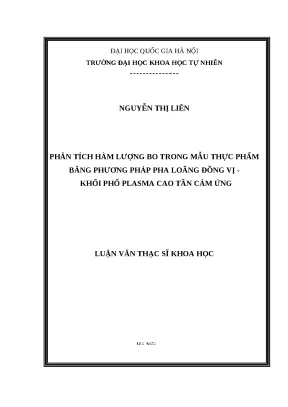 Phân tích Bo trong thực phẩm bằng phương pháp ID-ICP-MS