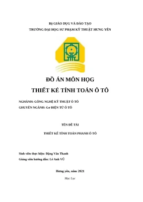Đồ án Thiết kế Tính toán Hệ thống phanh ô tô (Full)