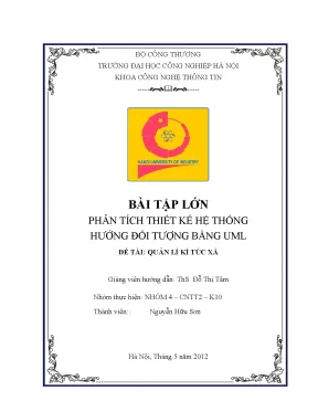 Bài tập lớn UML: Hệ thống Quản lý Ký túc xá (Full)
