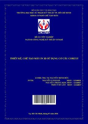 Đồ án máy in 3D CoreXY: Thiết kế và Chế tạo chi tiết