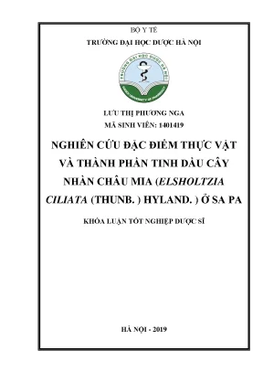 đặc điểm thực vật và thành phần tinh - Khóa luận