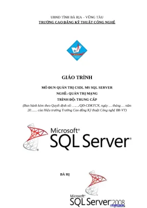 Giáo trình Quản trị CSDL MS SQL Server Trình độ Trung cấp