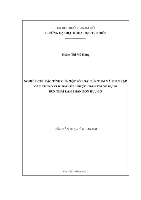 Tái sử dụng bùn thải làm phân bón bằng vi khuẩn ưa nhiệt
