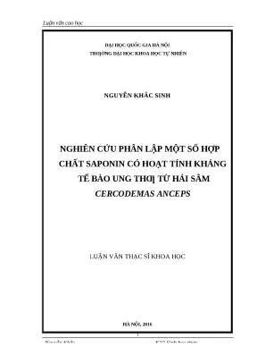 Saponin từ hải sâm: Hoạt tính kháng ung thư