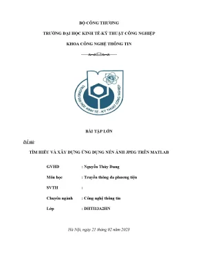 Bài tập lớn: Nén ảnh JPEG bằng MATLAB (Full Code)