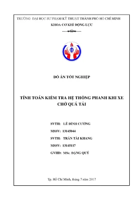 Hệ thống phanh ô tô khi quá tải: Tính toán & Kiểm tra