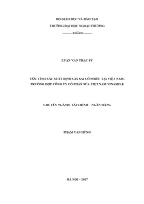 Định giá sai Cổ phiếu Vinamilk (VNM) - Luận văn Thạc sĩ