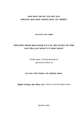 Phương pháp đạo hàm tìm giá trị lớn nhất, nhỏ nhất (PDF)