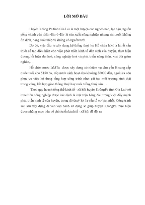 Chuyên đề xây dựng hệ thống thuỷ lợi hồ - Đồ án