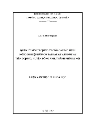 Luận văn: Quản lý môi trường nông nghiệp hữu cơ tại Hà Nội