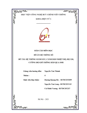 Môn học đồ án hệ thống số đề tài hệ - Đồ án
