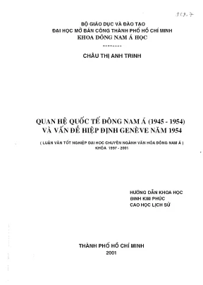 Quan hệ quốc tế Đông Nam Á 1945-1954 & Hiệp định Genève