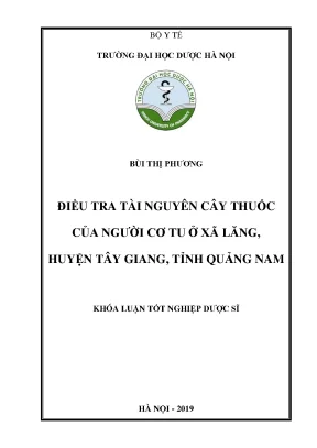 Cây thuốc của người Cơ Tu ở Tây Giang, Quảng Nam