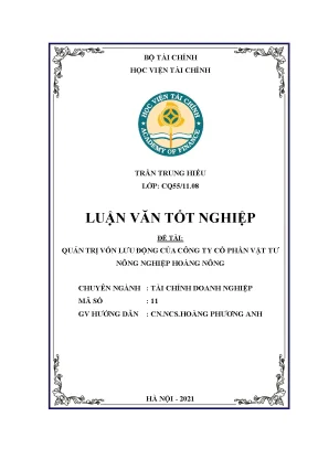 Vốn lưu động tại công ty cổ phần vật tư - Khóa luận