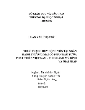 Huy động vốn tại BIDV Mỹ Đình: Thực trạng và Giải pháp