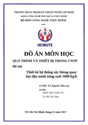 Đồ án sấy thùng quay hạt đậu nành 1000kg/h (Chi tiết)