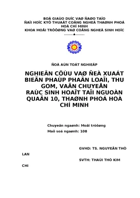 Đồ án phân loại rác tại nguồn Quận 10 TP.HCM (Tài liệu)