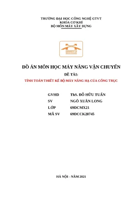 Đồ án Thiết kế Cổng trục: Tính toán bộ máy nâng hạ