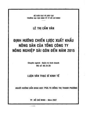 Luận văn chiến lược xuất khẩu nông sản (Tài liệu tham khảo)