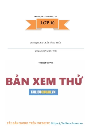 Chuyên đề Bất đẳng thức lớp 10: Lý thuyết & bài tập có giải