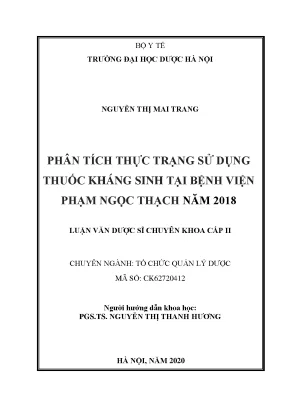 Thực trạng sử dụng kháng sinh tại BV Phạm Ngọc Thạch 2018